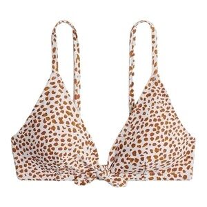 NWT! J. Crew Animal Printed Bow Bikini Top in White Pale Clay. Size 3X.